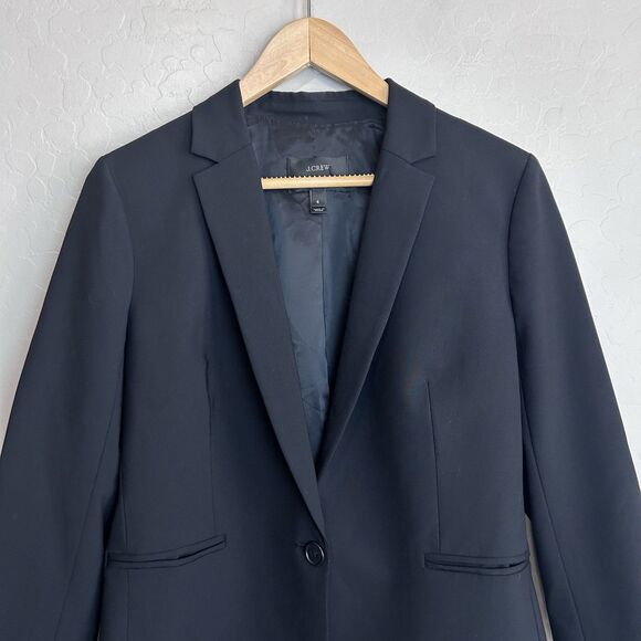 j. crew Italian Wool blazer Womens 6 Black One Button h6203 Classic Timeless - Picture 3 of 8